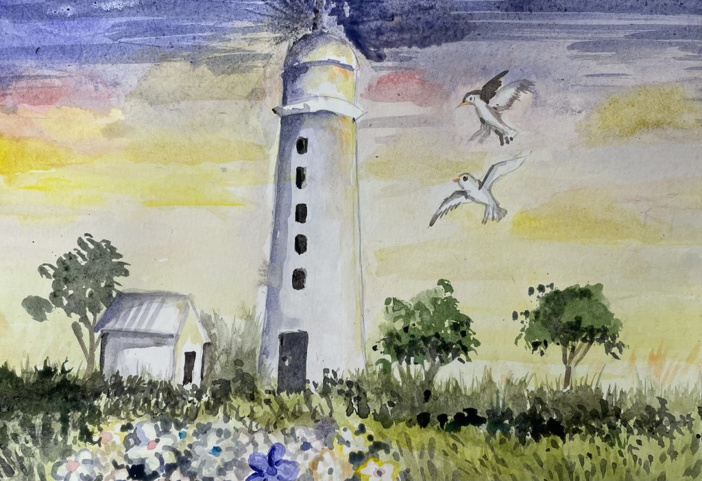 Winning Kids Art Competition artwork: Candice's artwork of Point Lowly Lighthouse.