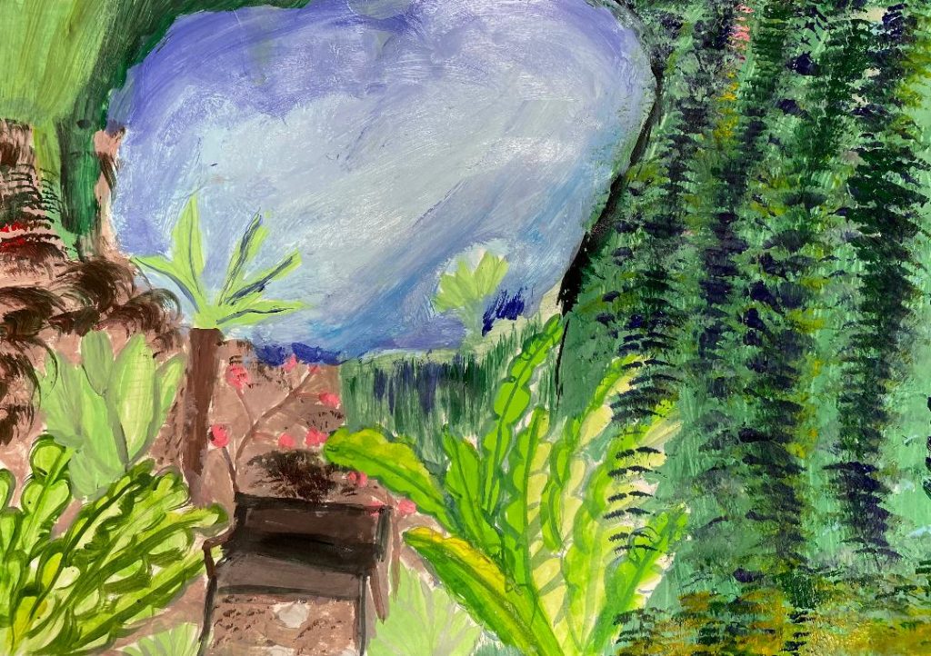 Winning Kids Art Competition artwork: Aleyna's artwork of Umpherston Sinkhole at Mount Gambier.