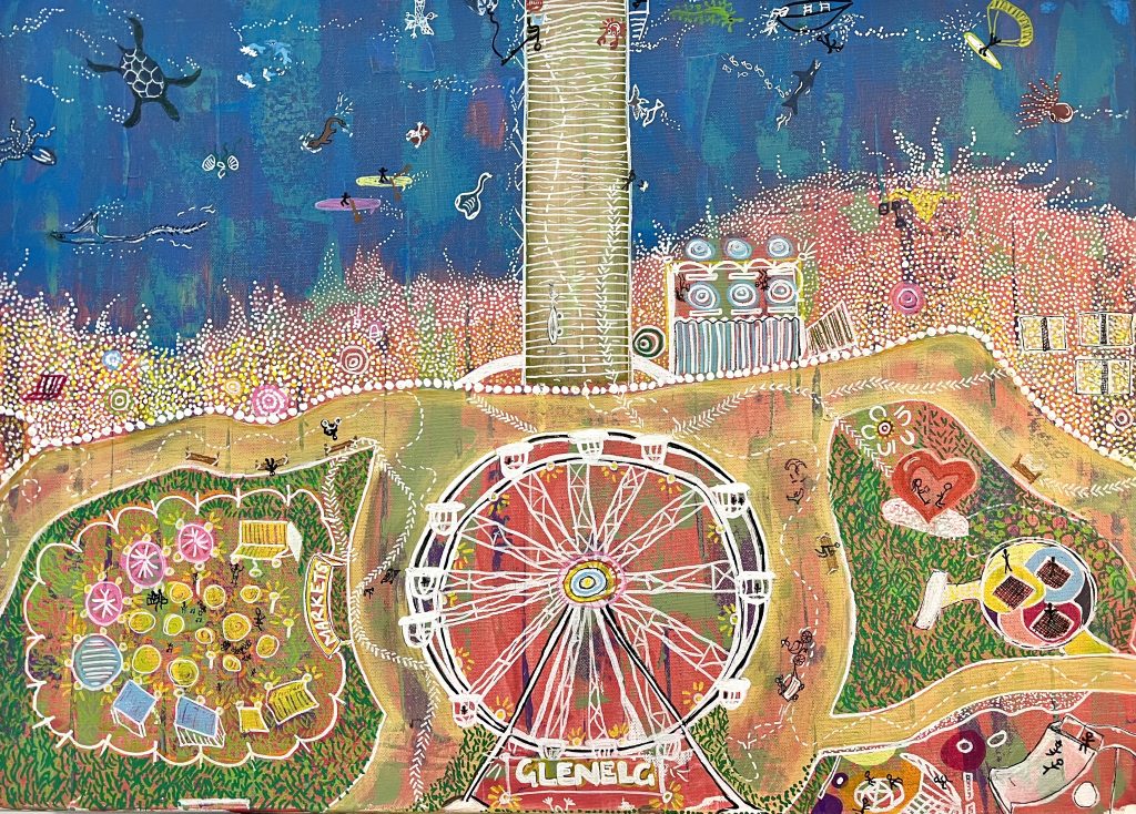 Winning Kids Art Competition artwork: Sunny's artwork of the ferris wheel at Glenelg.